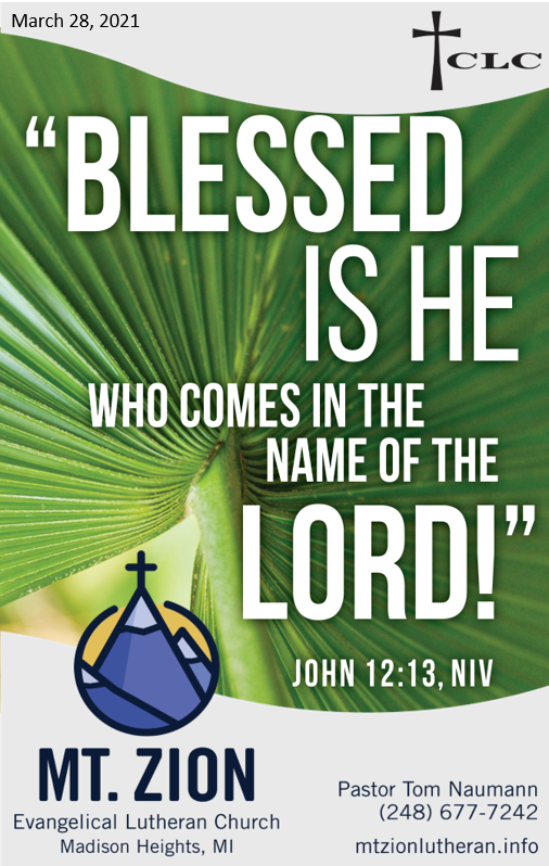 Palm Sunday – March 28, 2021