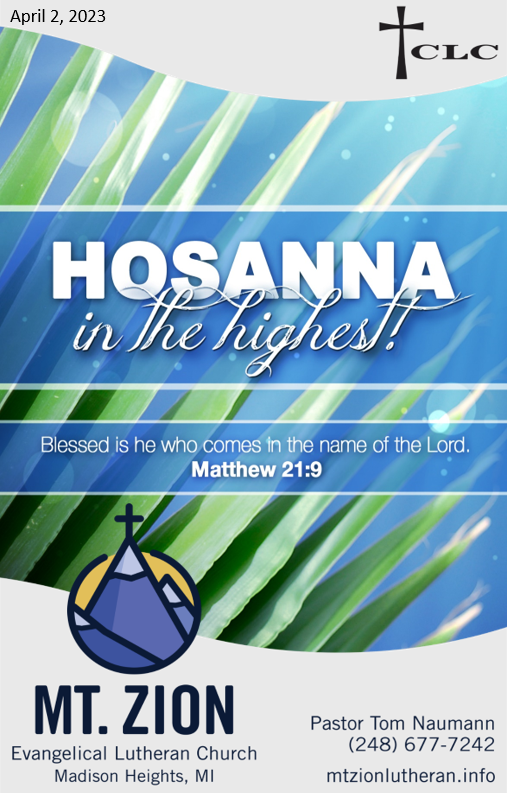 Palm Sunday – April 2, 2023