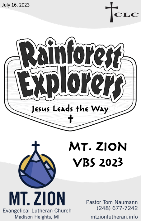 VBS Sunday – July 16, 2023