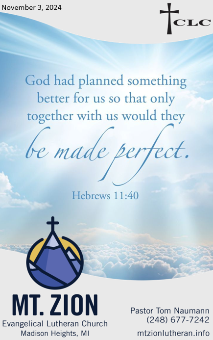 All Saints Sunday – November 3, 2024