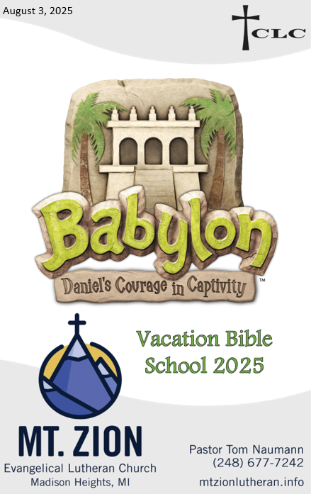 VBS Sunday – August 3, 2025
